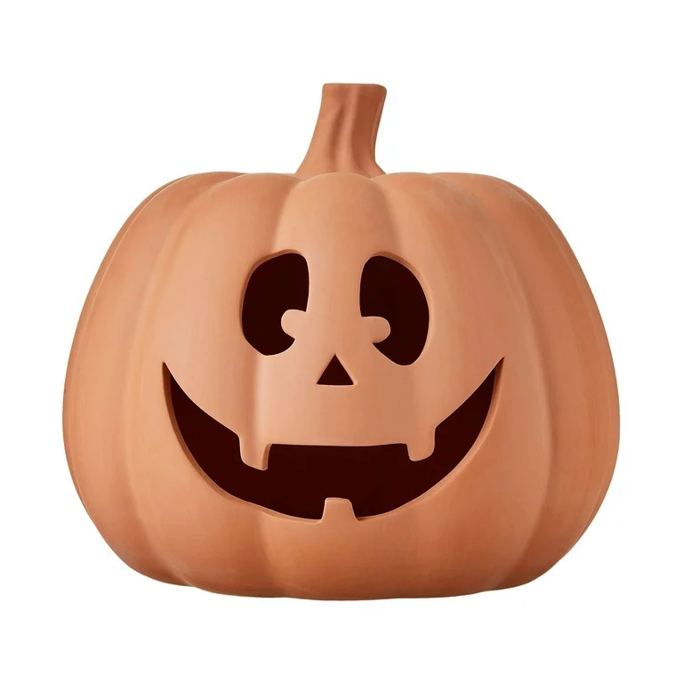 Hallowmas Handcrafted Terracotta Pumpkin Clay Jack-o'-Lantern Tabletop Decor Fall Clay Jack-o'-La... | Walmart (US)
