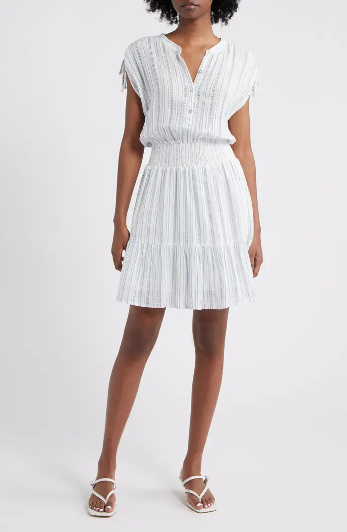 Rails Samina Stripe Smocked Linen Blend Dress | Nordstrom | Nordstrom
