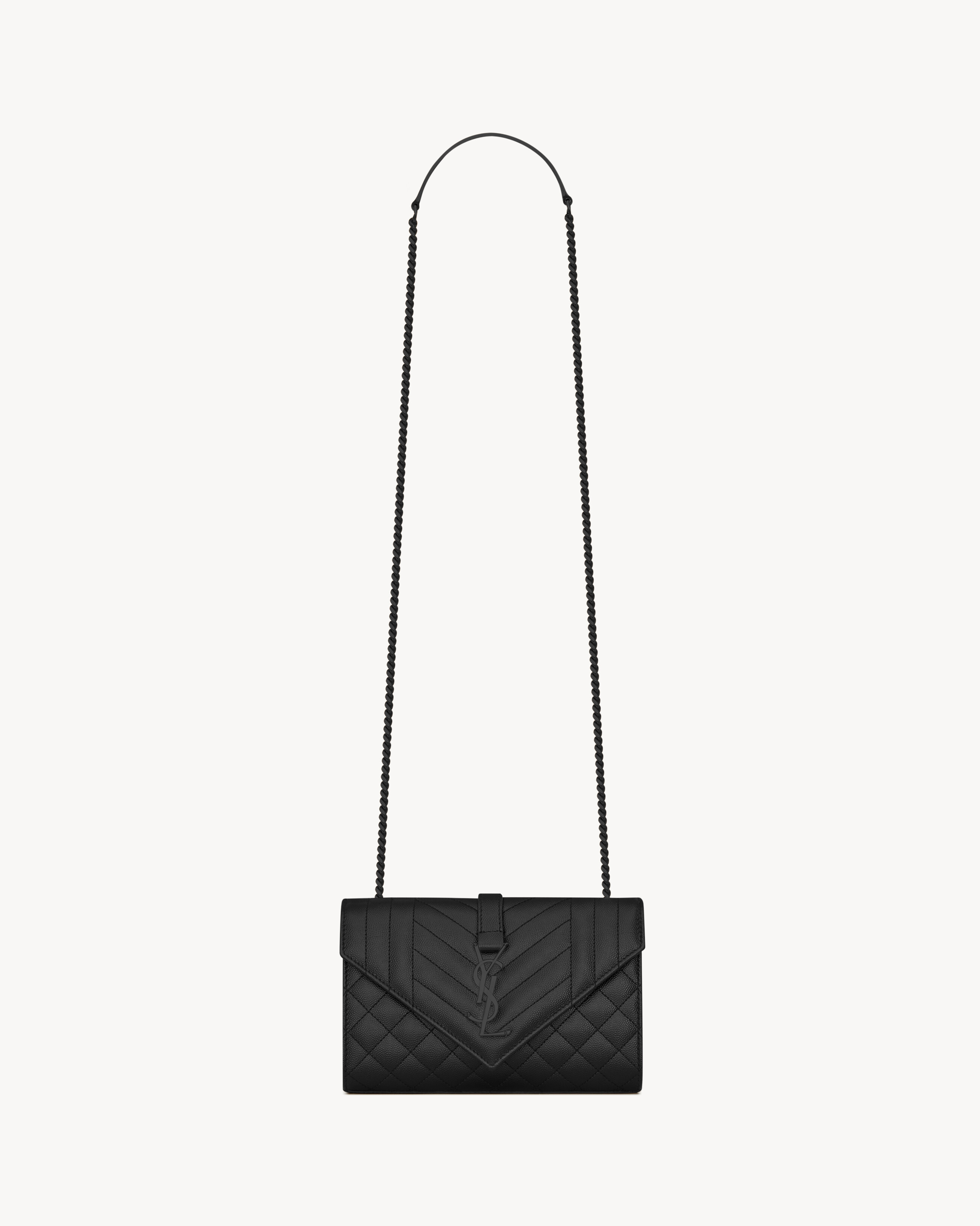 Saint Laurent Envelope Small In Quilted Grain De Poudre Embossed Leather - Black - Women - One Size | Saint Laurent Inc. (Global)
