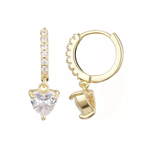 Adornia 14k Gold Plated Cubic Zirconia Hoop & Stud Earring Set | Kohl's
