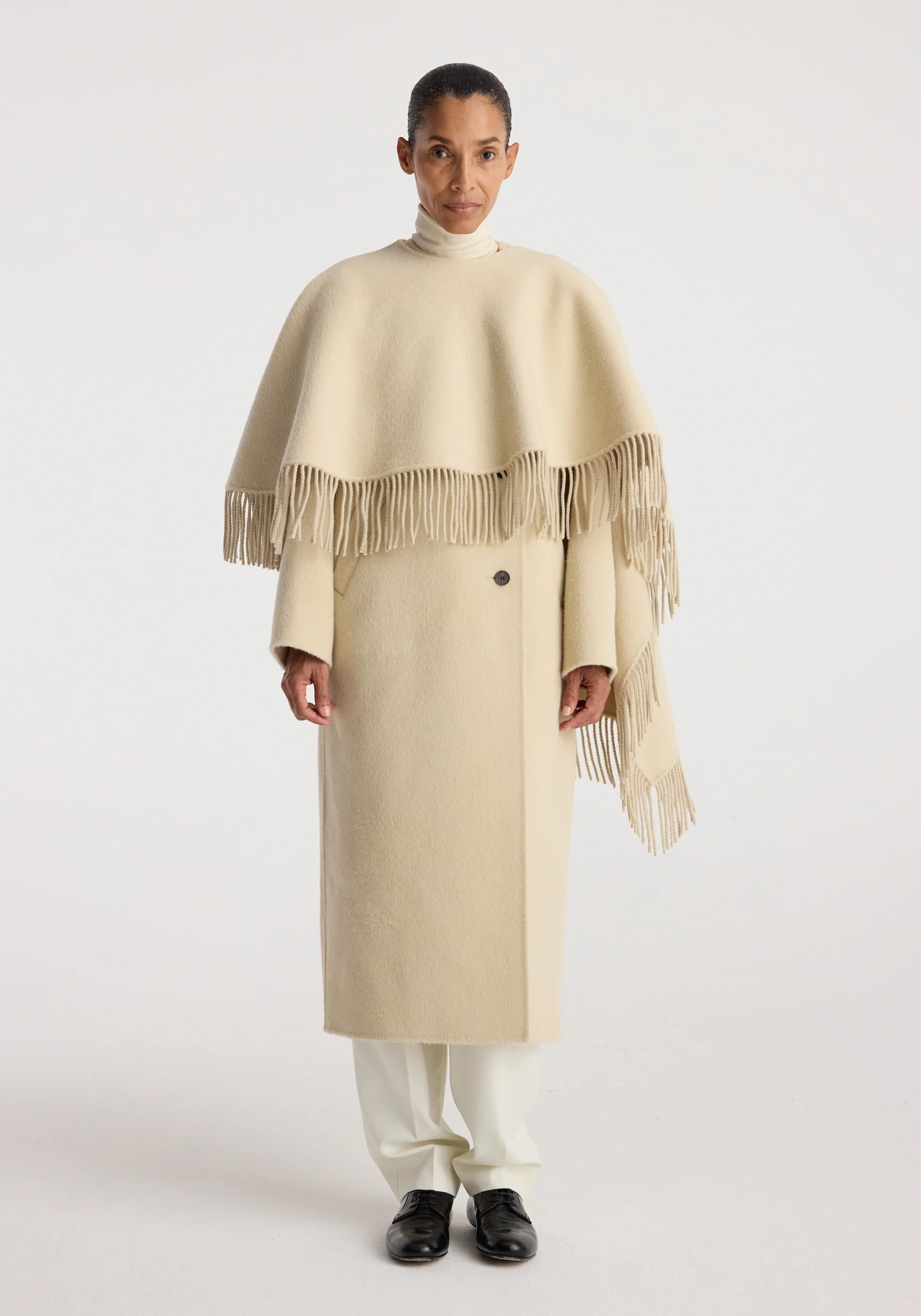 Double-faced fringe coat | butter | Rohe