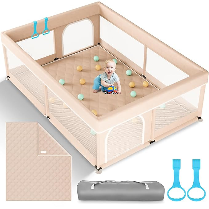Baby Playpen with Mat 71"×59" - Extra Large Playpen for Babies and Toddlers with Mat Included, S... | Amazon (US)