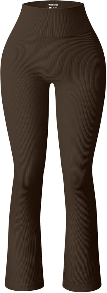 OQQ Women's Flare Pants Ribbed Seamless Workout High Waist Bell Bottoms Pants Darkbrown at Amazon... | Amazon (US)