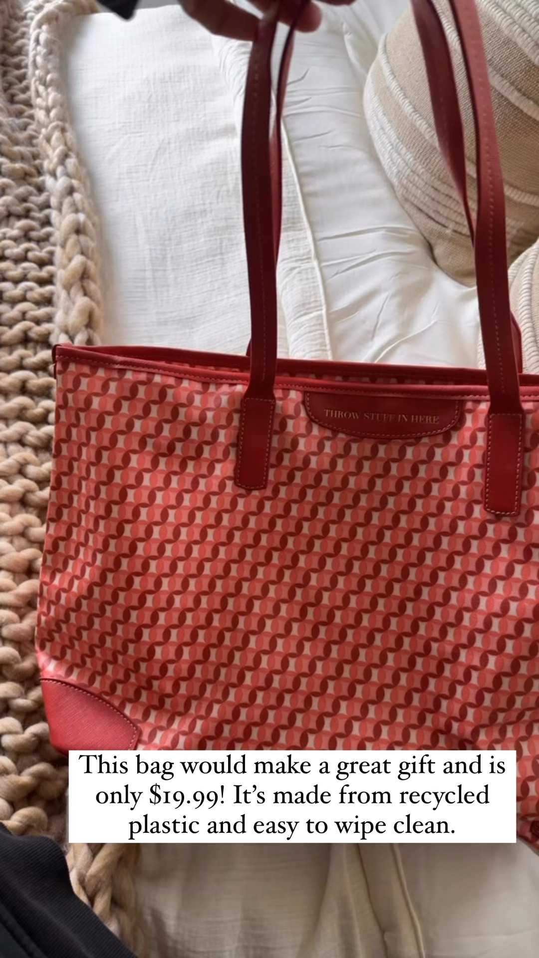 This tote has a designer look to it but is only $19.99! It’s made from recycled plastic and is easy to wipe clean. This would also make a great gift  

#LTKFindsUnder50 #LTKTravel #LTKSaleAlert