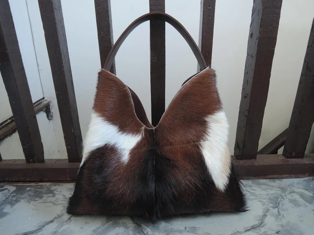 SHOULDER BAG in Cowhide LEATHER Bag With Contrast Stitching Dumpling Bag W/ Personalize Bag With ... | Etsy (US)