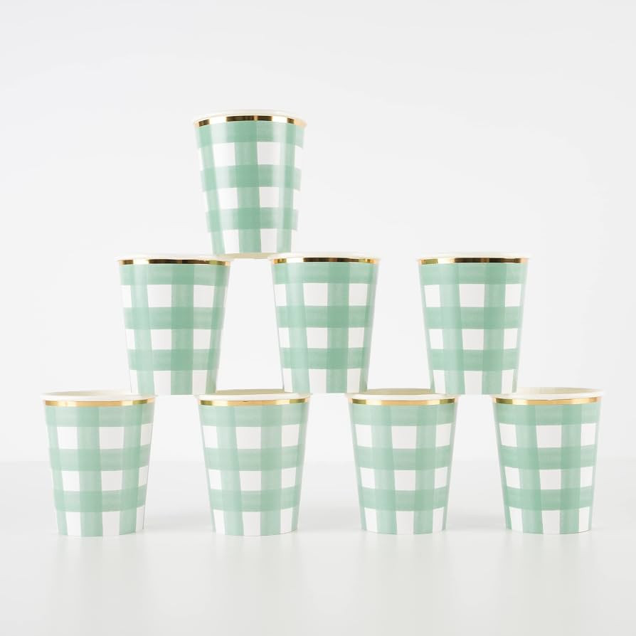 Meri Meri Green Gingham Cups (Pack of 8) | Amazon (US)