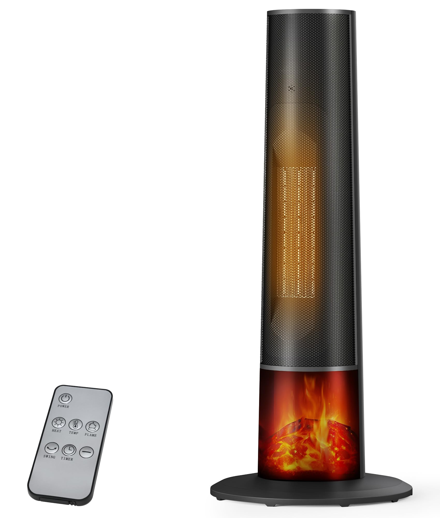 Oylus Tower Heater for Indoor Use - 25" Portable Space Heater with 3D Flame, Remote, Adjustable T... | Amazon (US)