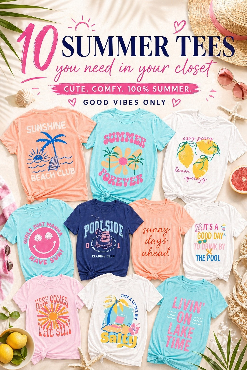 If your summer outfits need a little refresh… start here ☀️💕

These are the cutest summer graphic tees that are comfy, easy to style, and perfect for everything from pool days to running errands.

Think:
✨ oversized tees + biker shorts
✨ front tuck with denim shorts
✨ thrown over a swimsuit

Basically… effortless, cute, and very “I didn’t try that hard but still look put together” 😅

I rounded up 10 must-have summer tees that give all the good vibes — bright colors, fun graphics, and that relaxed summer feel we all love.

Which one is your favorite?? 👀


#LTKSeasonal