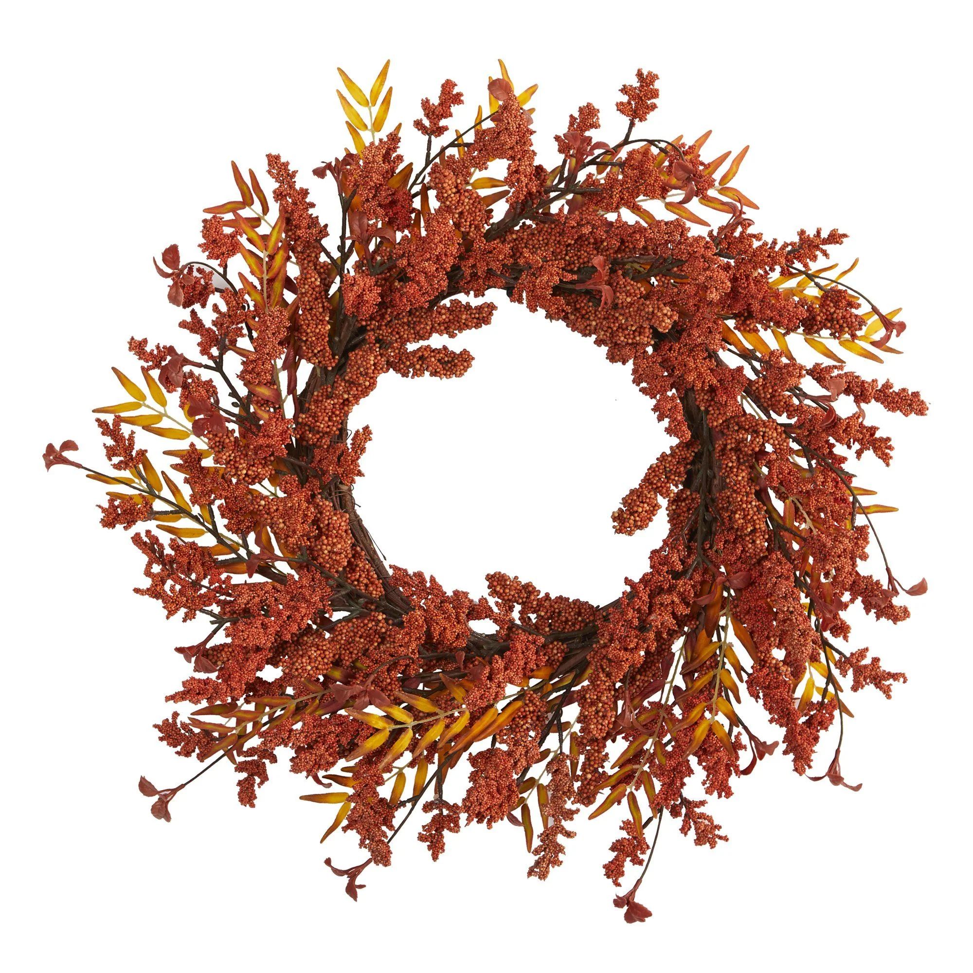 18” Harvest Berry Artificial Wreath | Nearly Natural | Nearly Natural