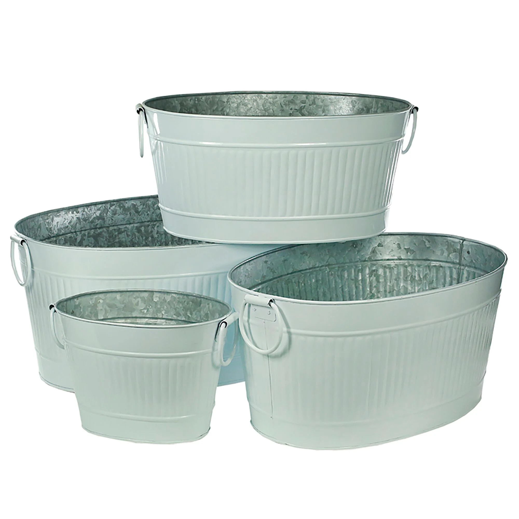 Saltoro Sherpi Metal Tubs with Ribbed Design, Gray, Set of 4 - Walmart.com | Walmart (US)