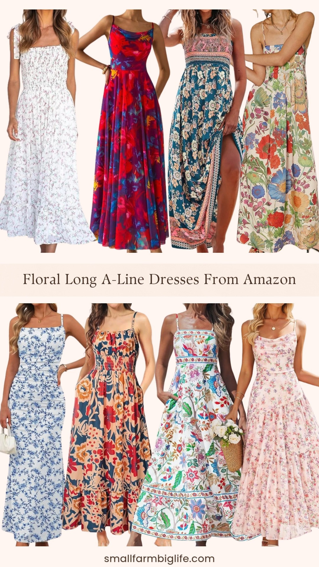Floral maxi dresses are one of my favorite summer wardrobe staples and Amazon has so many beautiful options right now at prices that make it easy to grab more than one. I rounded up eight stunning floral A-line styles including backless cut out sundresses, smocked boho beach dresses, ruched bodycon slip dresses, and elegant mesh floral styles perfect for weddings and special occasions. Whether you need something casual for a beach vacation or something a little more dressy for a summer event, there is a floral maxi in this round up for you. Tap to shop! 

 #LTKgrwm #LTKootd #LTKOver40