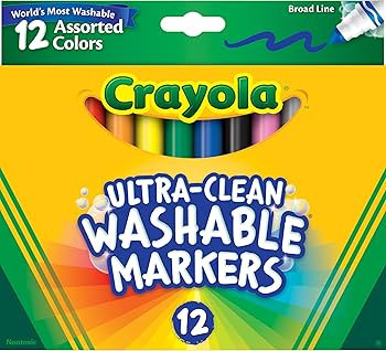 Crayola Broad Line Markers (12 Count), Washable Markers for Kids, Assorted Colors, Arts & Crafts ... | Amazon (US)
