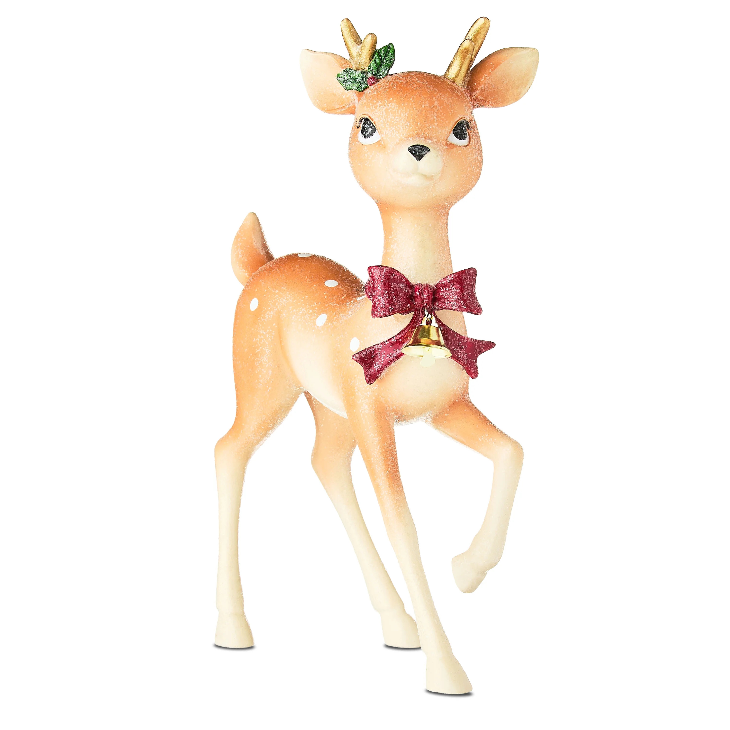 Standing Deer with Bow and Bell Christmas Tabletop Decoration, Multicolor, 11.1", by Holiday Time | Walmart (US)