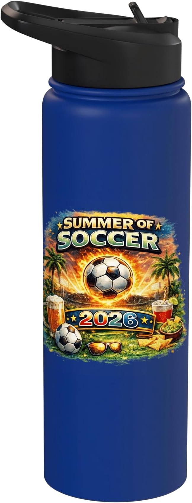 Summer of Soccer 2026 Fan Football Game Day Tropical Stainless Steel Insulated Water Bottle | Amazon (US)