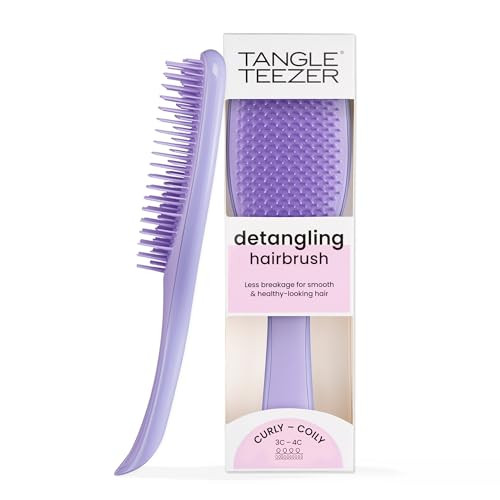 Tangle Teezer Ultimate Detangler Naturally Curly Hair Brush, Dry & Wet Hairbrush, Reduces Frizz & Breakage, for 3C to 4C Curly Hair Types, Purple Passion | Amazon (US)