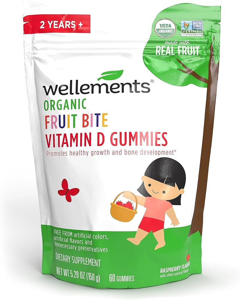 Wellements Organic Fruit Bite Vitamin D Gummies | Vitamin D3 Gummy for Kids, Supplement for Healt... | Amazon (US)