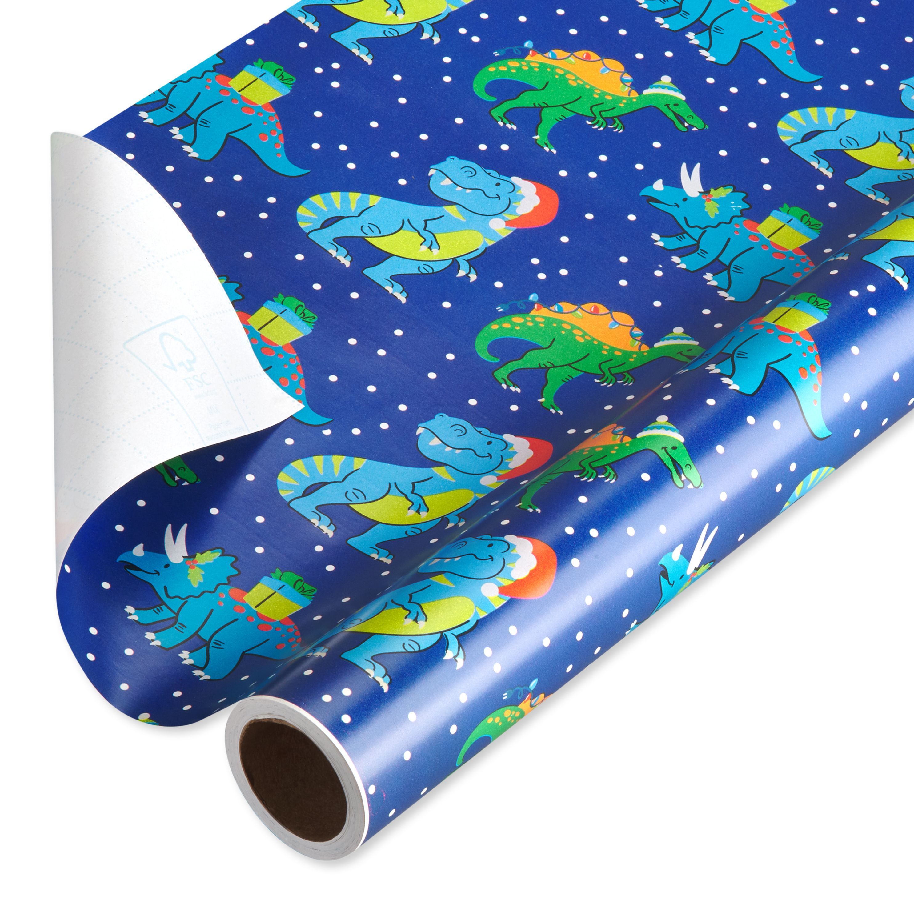 Holiday Time 40" Christmas Jumbo Wrapping Paper, Festive Dinosaurs with Cutlines (200 Sq. ft, 1-R... | Walmart (US)