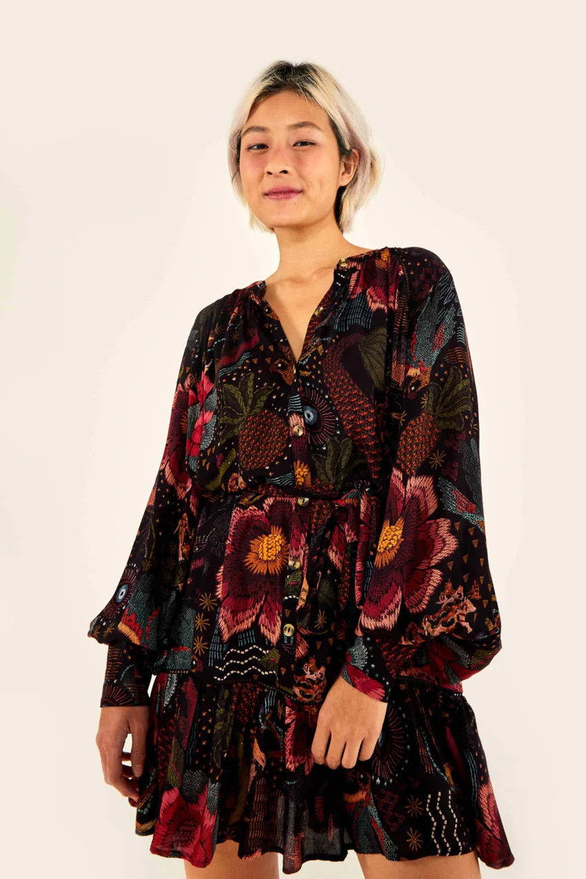 BLACK RIVER CREATURES MINI DRESS | FarmRio (US)