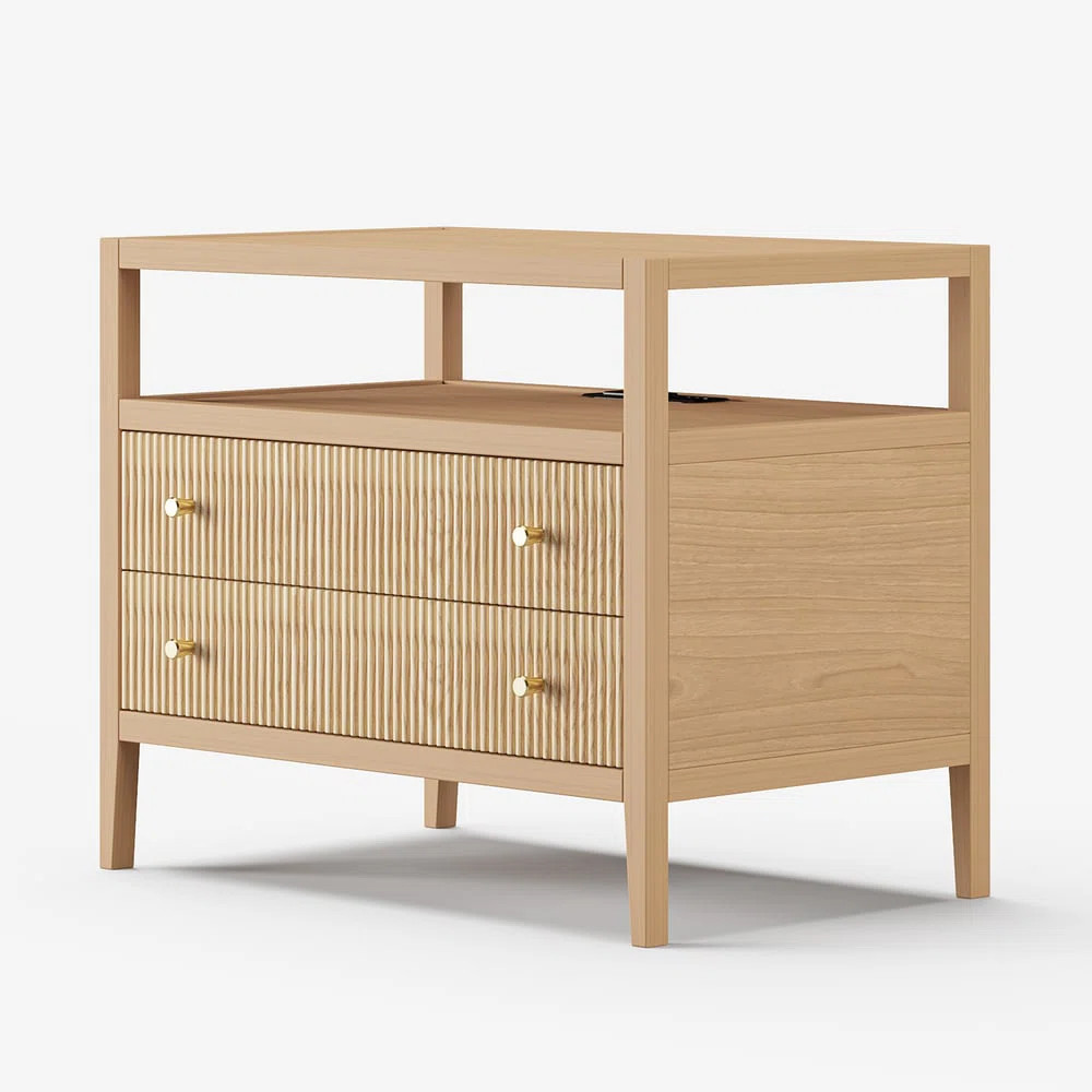 Stria 30" Fluted 2-Drawer Wide Smart Nightstand | Wayfair North America