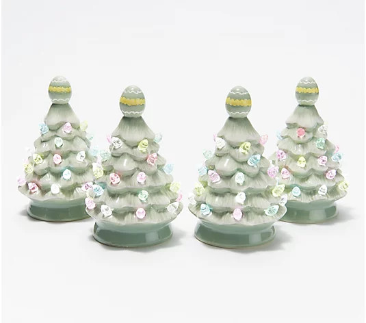 Mr. Cottontail Set of 4 5.5" Mini Pastel Nostalgic Trees | QVC
