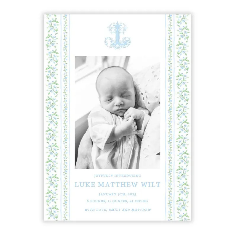 PRINTABLE Baby Boy Birth Announcement | Editable Corjl Template | Newborn Photo Card | Digital Do... | Etsy (US)