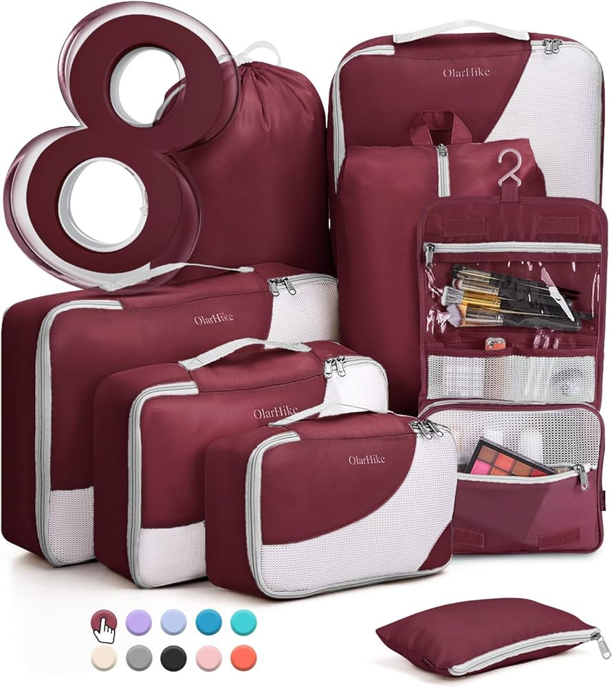 OlarHike 8 Set Packing Cubes for Travel, 4 Various Sizes(Extra Large,Large,Medium,Small), Luggage... | Amazon (US)