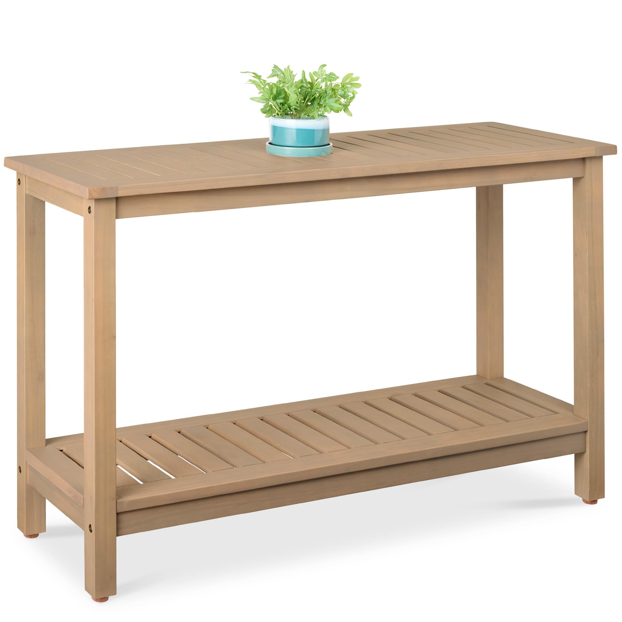Best Choice Products 48in 2-Shelf Eucalyptus Wooden Console Table Indoor Outdoor Multifunctional ... | Amazon (US)