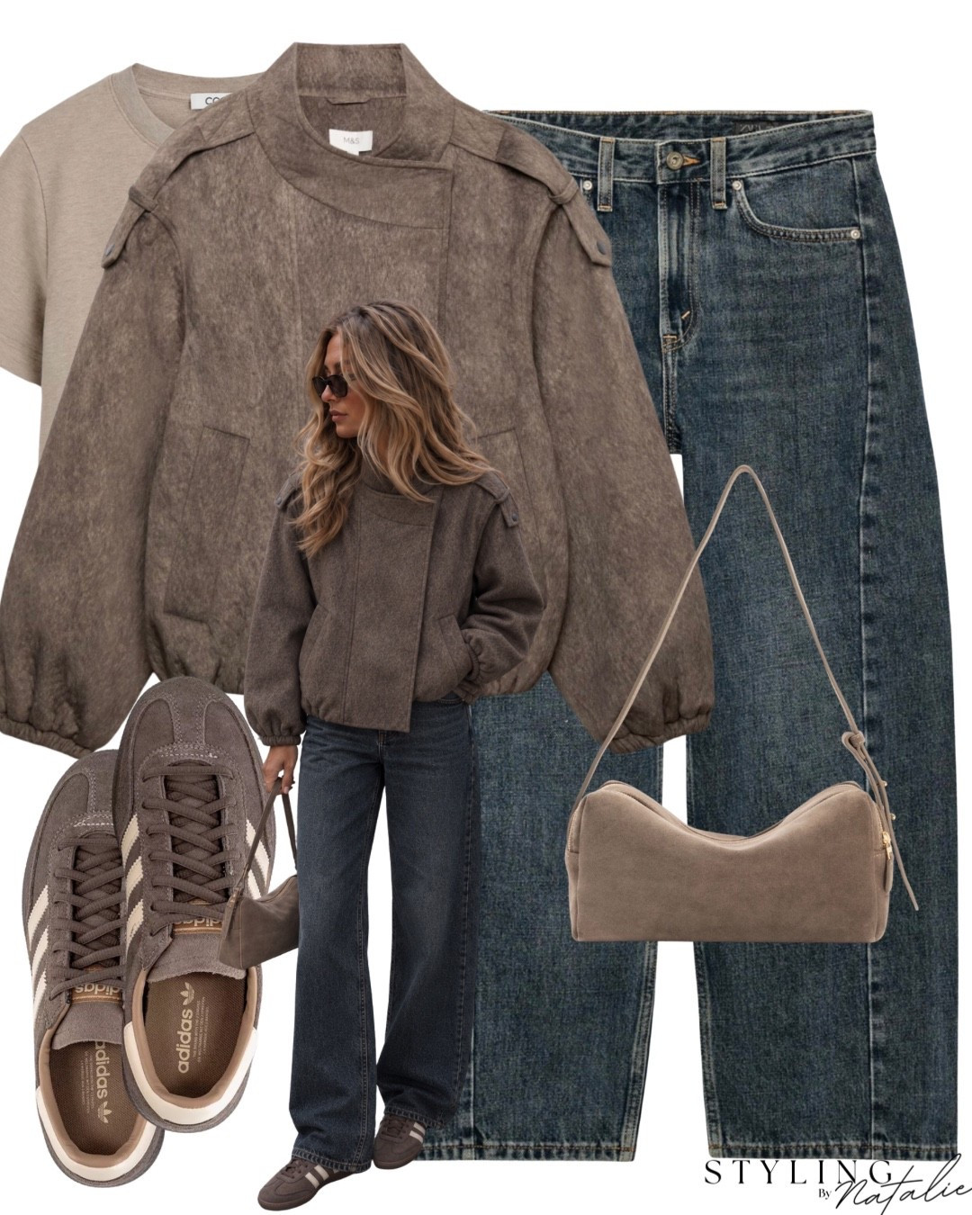 Funnel neck bomber jacket, barrel leg dark denim jeans. Suede bag, Adidas Spezial trainers and t shirt.
Neutral outfit, autumn outfit, suede, Zara, fall outfit @Zara casual everyday wear

#LTKFashionMonth #LTKautumn #LTKeurope