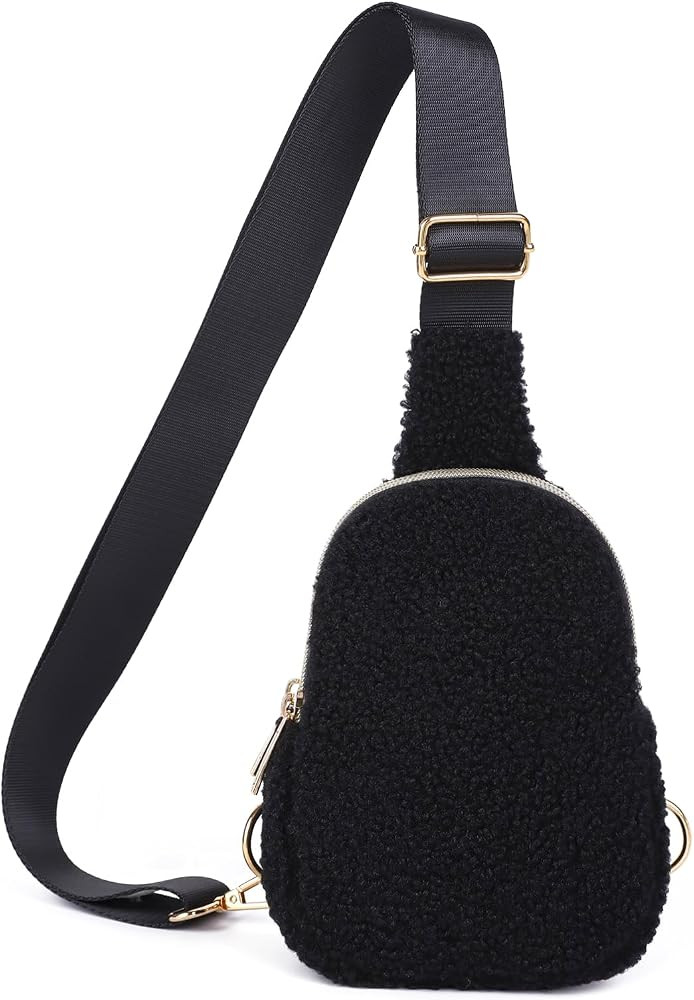 Fleece Sling Bag Crossbody, Sherpa Fanny Pack for Women, Fashionable Crossbody with Adjustable St... | Amazon (US)