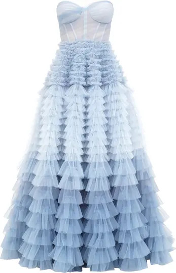 Milla Light Blue Strapless Frill-Layered Fluffy Dress | Nordstrom | Nordstrom