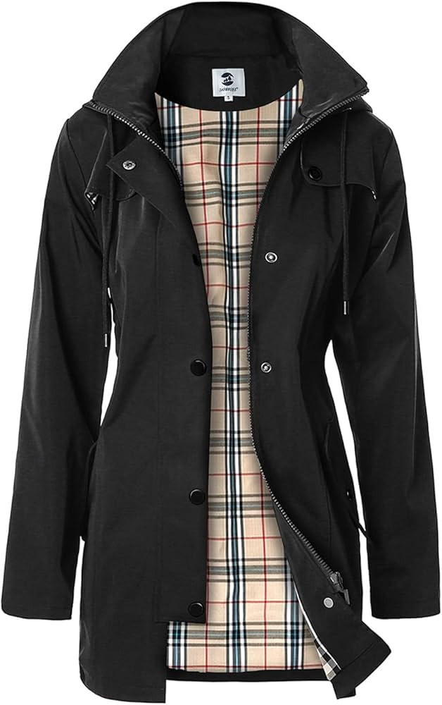 SaphiRose Women's Long Hooded Rain Jacket Outdoor Raincoat Windbreaker | Amazon (US)