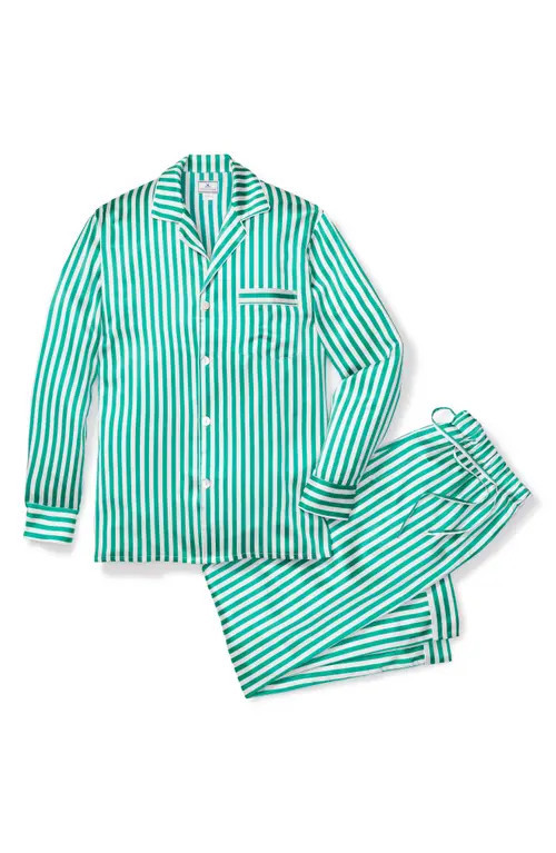Petite Plume Stripe Mulberry Silk Pajama Set in Green at Nordstrom, Size X-Small | Nordstrom