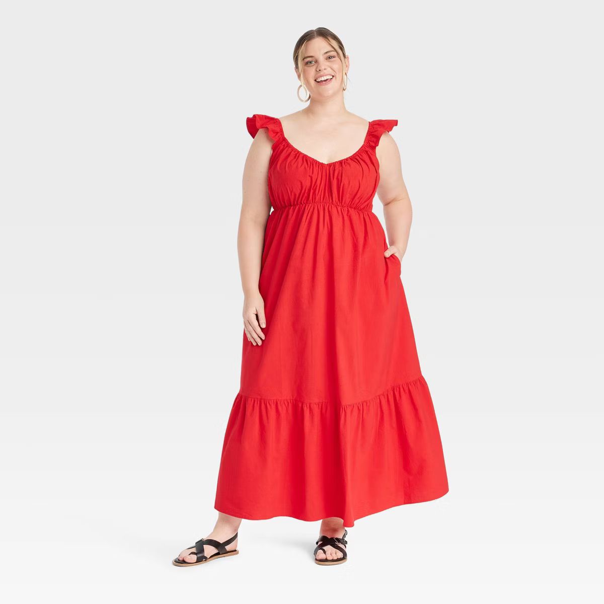 Women's Flutter Cap Sleeve Maxi A-Line Dress - Universal Thread™ | Target