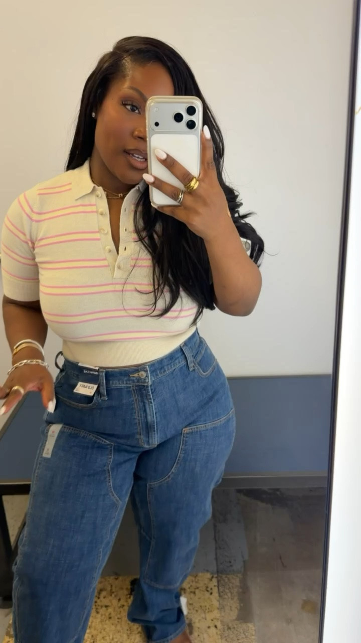 Spring outfit inspo 💐

Loveee the stitching on the jeans! 

Jeans are 40% off at Old Navy ✨

Polo: XS 
Pants: Size 16 

#LTKPetite #LTKSaleAlert #LTKMidsize