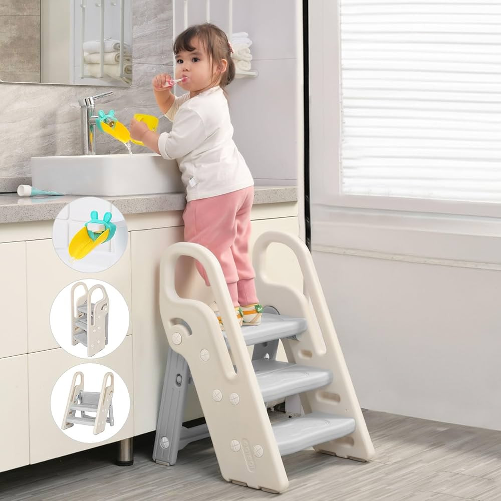 Onasti Foldable Step Stool for Bathroom Sink, Adjustable 3 Step Stool for Kids Toilet Potty Train... | Amazon (US)