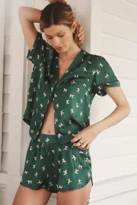 By Anthropologie Silky Patterned Pajama Shorts | Anthropologie (US)