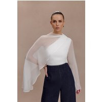 Ida Sheer Asymmetrical Long Sleeve Cape / White | MESHKI | M | MESHKI US