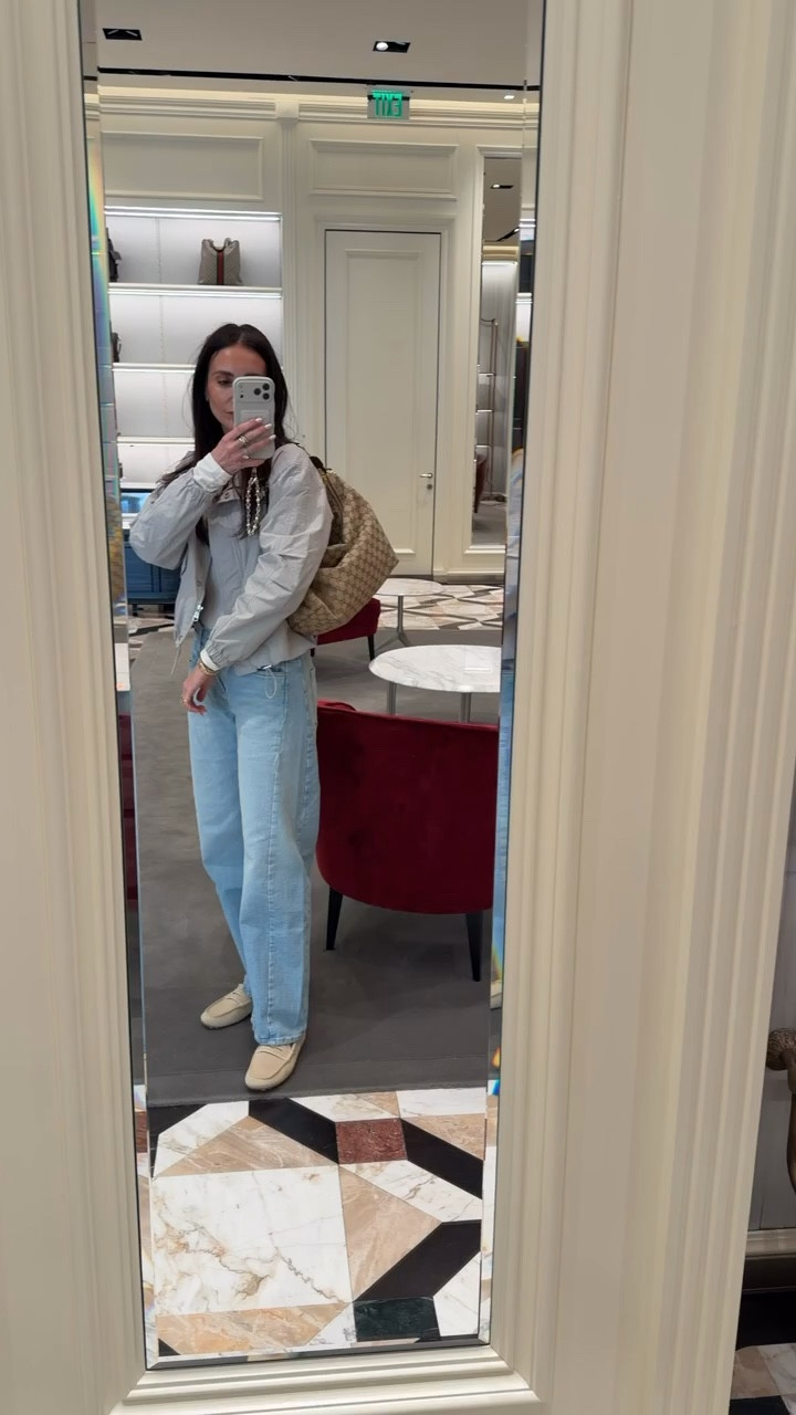 Gucci bag, designer bag, luxe finds, casual outfit, spring outfit, barrel leg jeans, spring jacket, annabrstyle. 

#LTKOver40