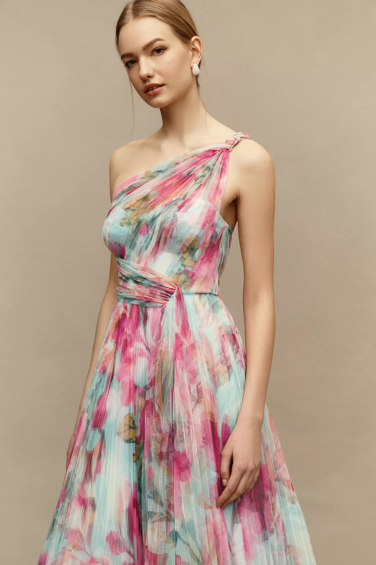 Hutch Tulle One-Shoulder Midi Dress | Anthropologie (US)