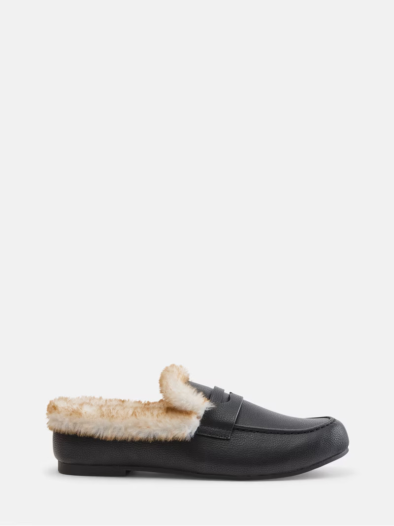 Joyspun Women's Loafer Mule Slippers with Faux Fur Lining | Walmart (US)