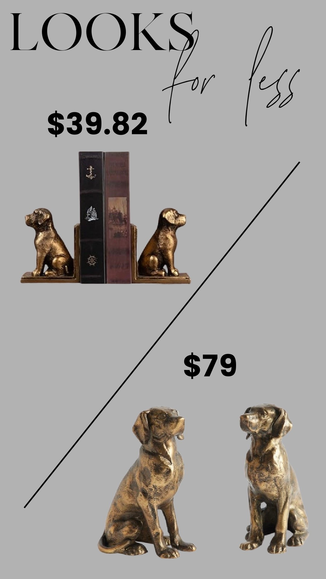 Designer brass dog bookends look for less. Same classic sculptural feel for $39 instead of $79. I love using pieces like this to add warmth and personality to built-ins, consoles, or stacked coffee table books. Small details make a space feel collected and intentional.

#LTKHome #LTKSaleAlert