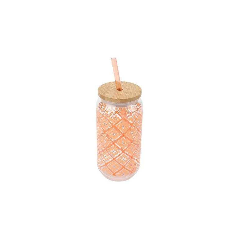 Mainstays by Becky G. & Alejandra 20-Ounce Acrylic Can Shape Tumbler, Orange Tile Pattern | Walmart (US)