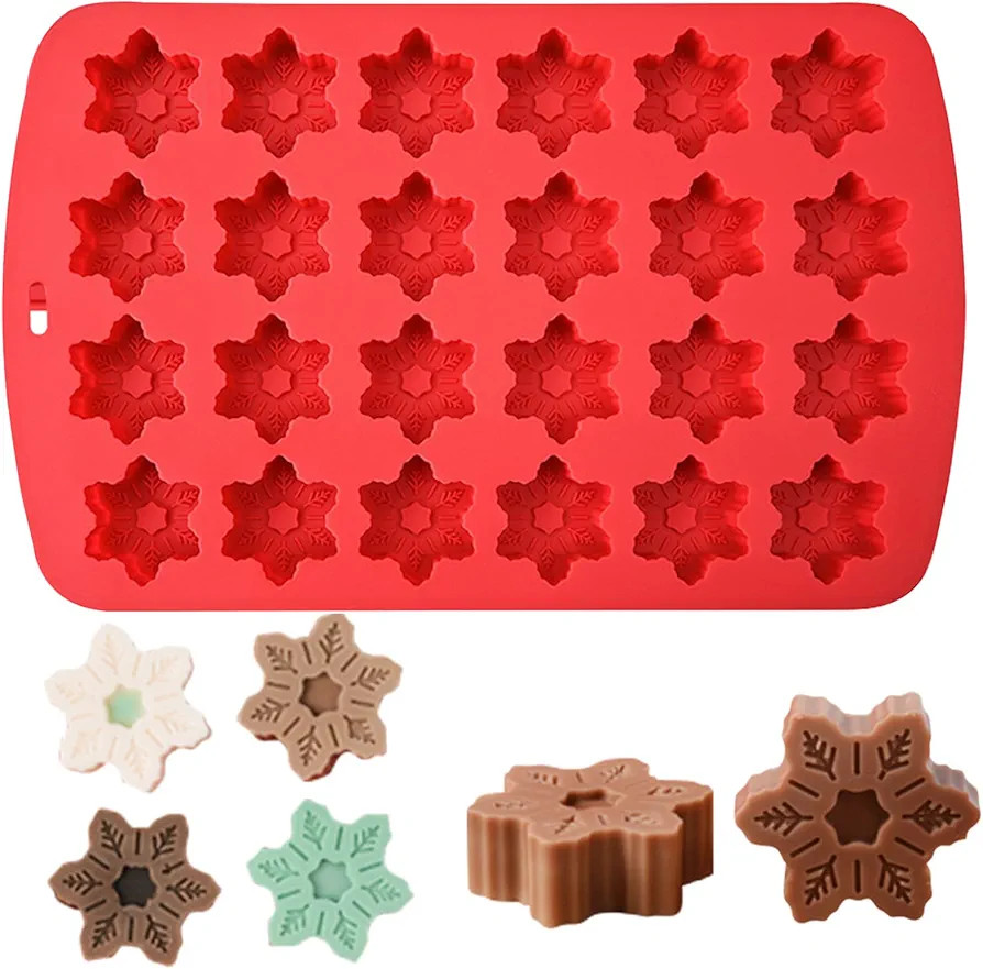 Snowflake Silicone Molds，Christmas Chocolate Molds 24 Cavity Fondant Moulds Baking Snowflake Ca... | Amazon (US)