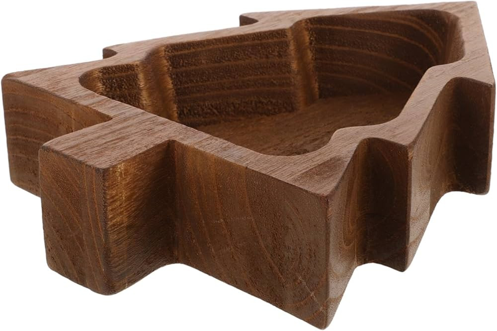 Wooden Christmas Tree Serving Dish | 9 Inch Christmas Tree Shaped Serving Bowl for Candy, Nuts, C... | Amazon (US)