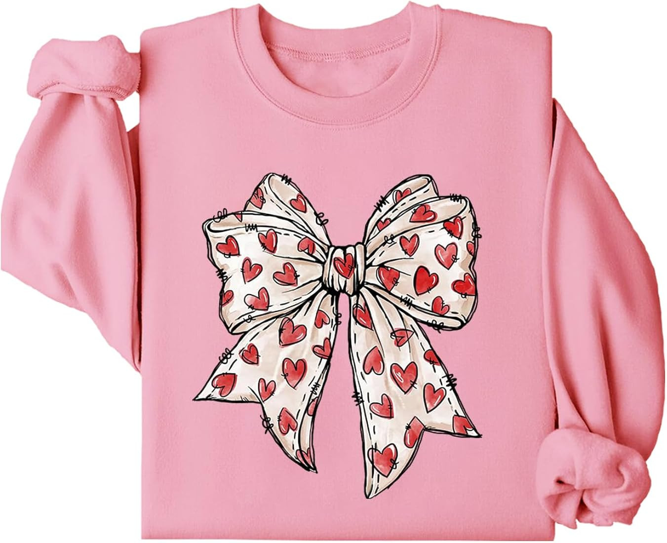 Coquette Valentine Heart Bow Sweatshirt, Coquette Valentine's Day Heart Bow Sweatshirt, Valentine... | Amazon (US)