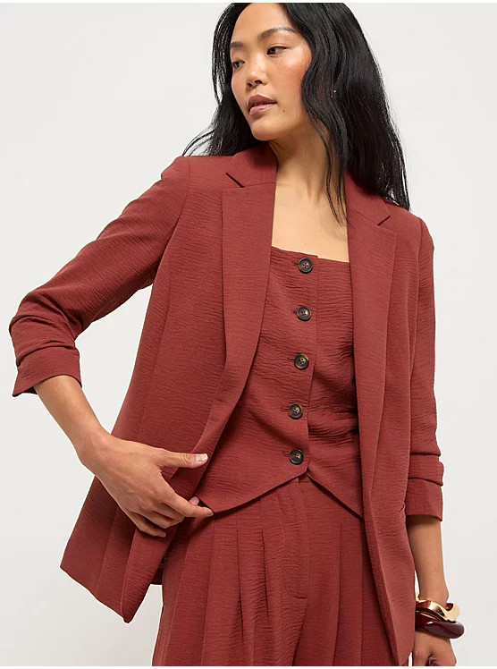 Rust Ruched Sleeve Co-ord Blazer | George