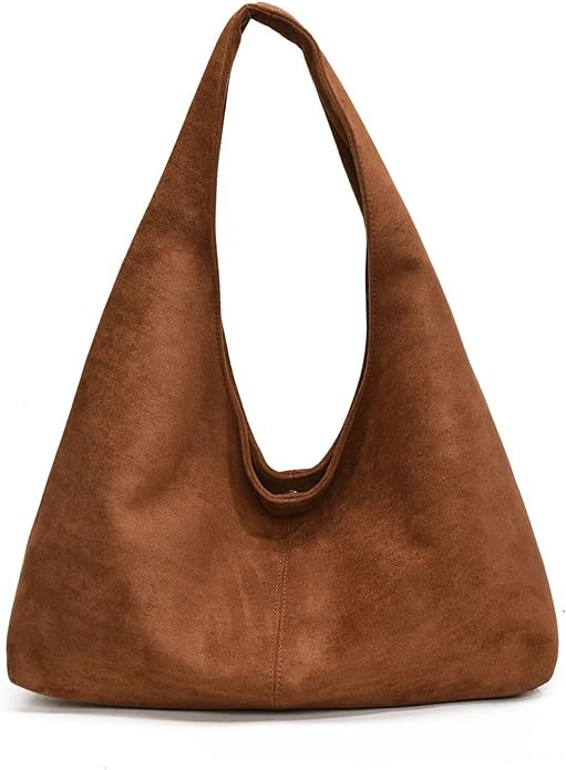 Women's Suede Tote Bag,Slouchy Hobo Underarm Purse,Retro Triangle Shoulder Bag,Lightweight Top Ha... | Amazon (US)