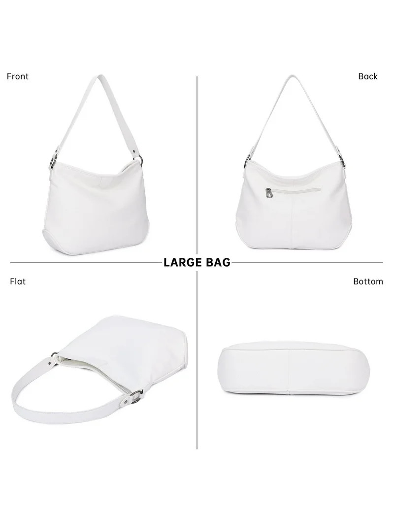 Montana West Soft Hobo Bags for Women Purses and Handbags Shoulder Satchel Bag, Solid White | Walmart (US)