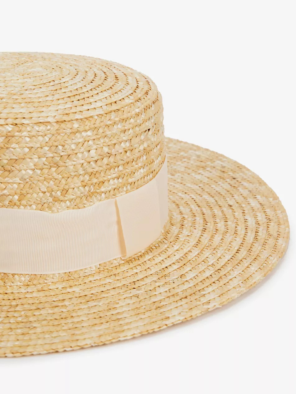 Boater ribbon-embellished straw hat | Selfridges