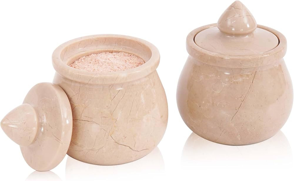 Marble Salt Cellar With Lid 3.5 Inch Handmade Set Of 2 Salt Container, Verona Salt Holder With Li... | Amazon (US)